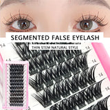 Self-adhesive segmented thin stems false eyelashes