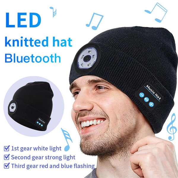 Knitted hat outdoor LED lighting bluetooth music