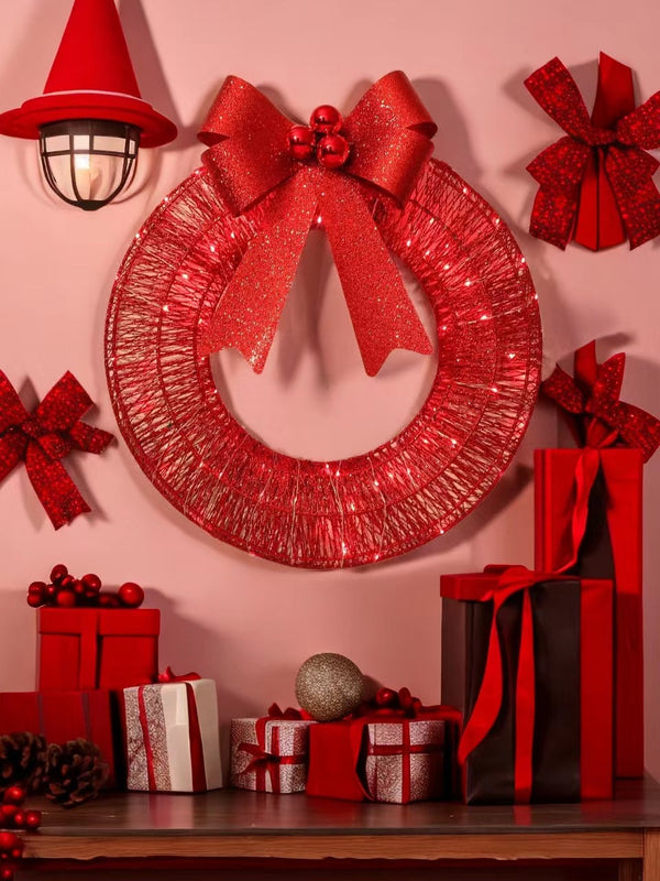 Christmas Wreath Metal Glow Bow