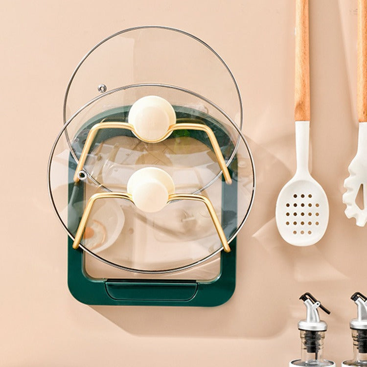 Pot cover rack wall mounted punch-free kitchen rack