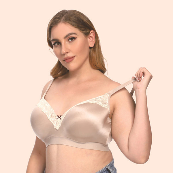 Glossy Lace Trim Full Cup Bra