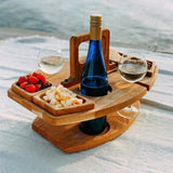 PORTABLE WOODEN OUTDOOR PICNIC WINE TABLE