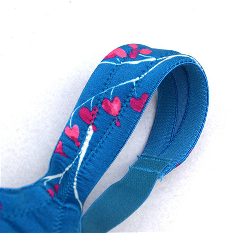 Blue Printed Wide Strap Bra