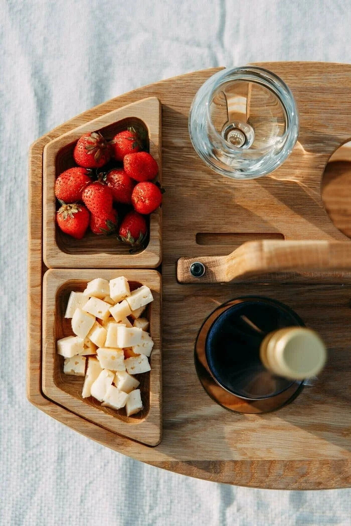 PORTABLE WOODEN OUTDOOR PICNIC WINE TABLE