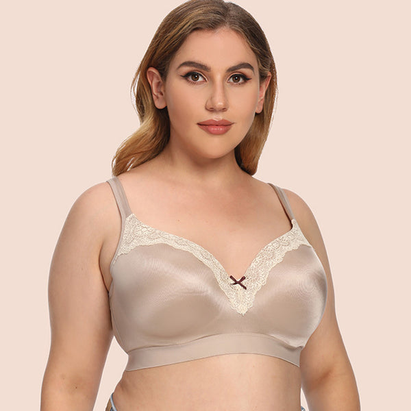 Glossy Lace Trim Full Cup Bra