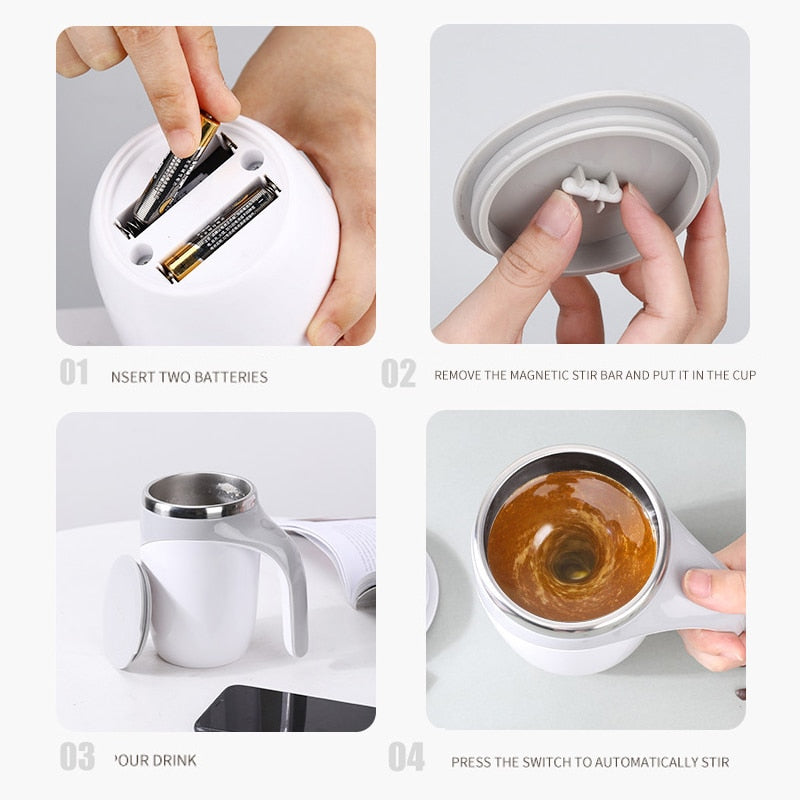 Automatic magnetic stirring coffee cup
