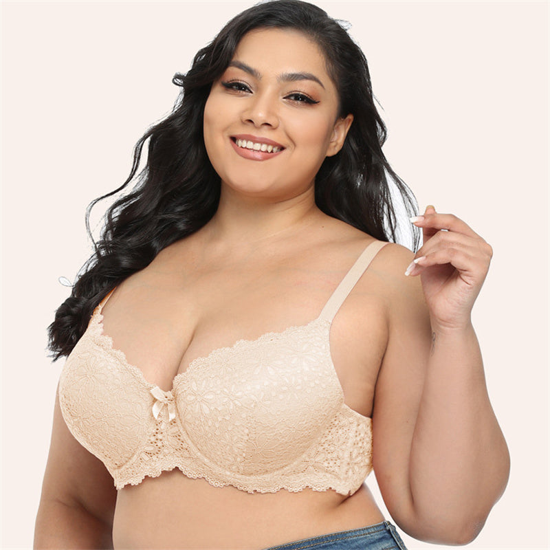 Lace Solid Wide Strap Bra