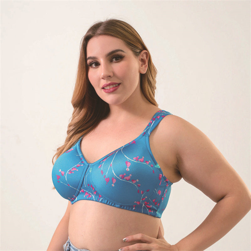 Blue Printed Wide Strap Bra